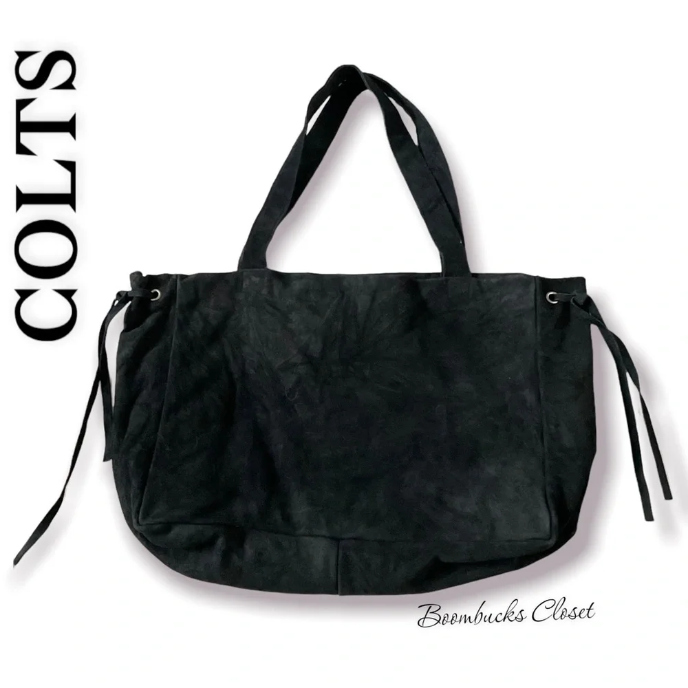 New Colts Tote Bag Rhinestone Colts Logo Large Size, Suede bag